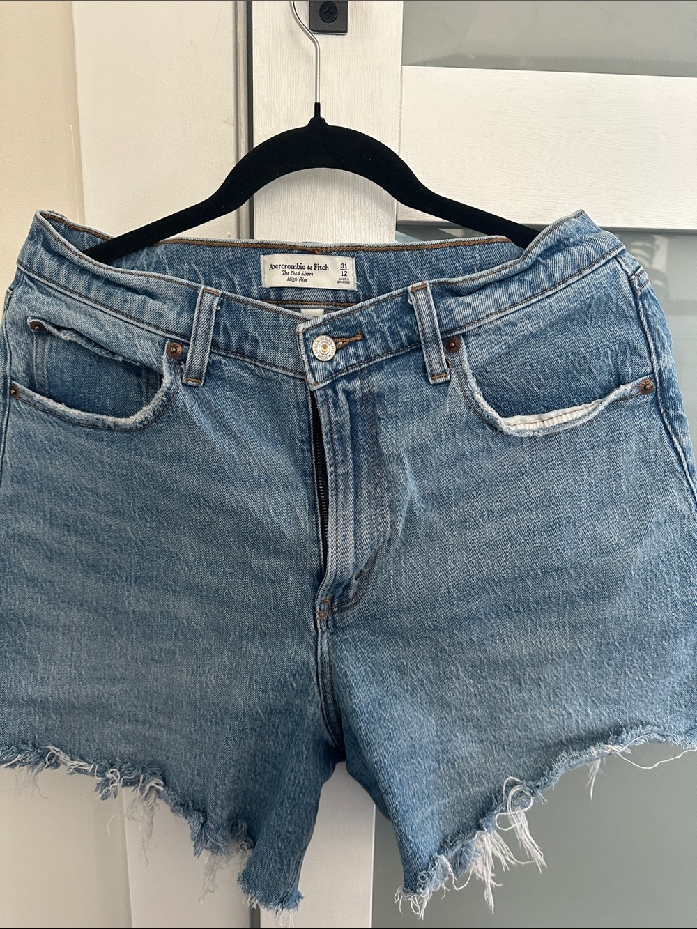 Abercrombie & Fitch Light Blue Frayed Hem Denim Shorts